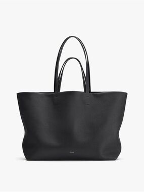 Cuyana Black Pebbled Leather Double-Handle Tote